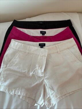 J. Crew Women's Shorts Trio — White, Bright Pink & Black
